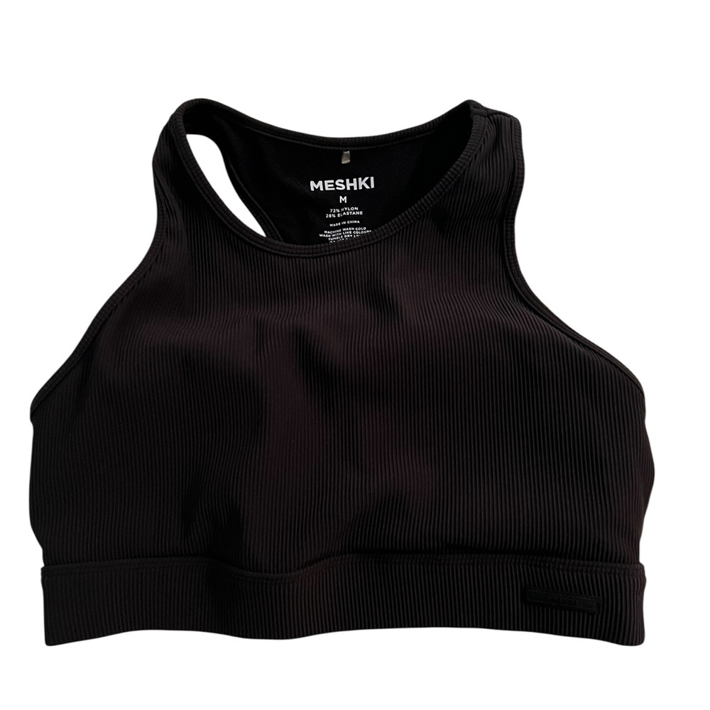 Meshki Black Ribbed Athletic Top